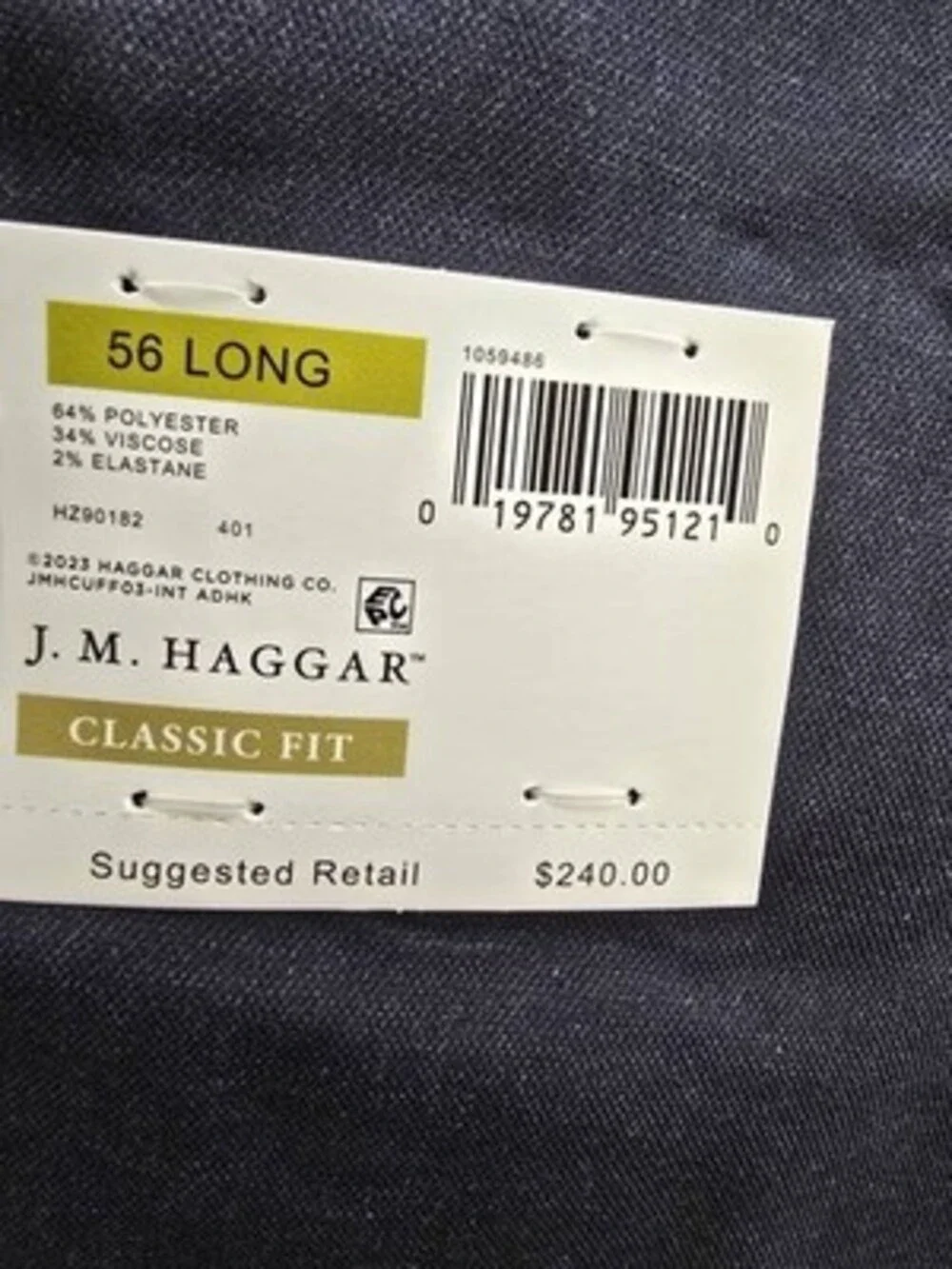 Haggar JMH Big & Tall Classic Fit Suit Separates Jacket Men's 56 Long Dark Navy